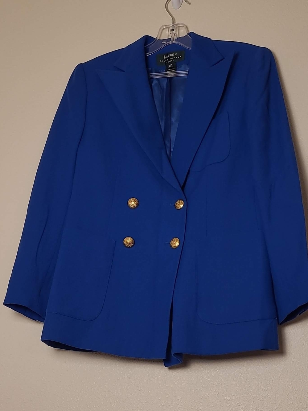 Lauren Ralph Lauren Women's Royal Blue Double-Breasted Blazer Size 6P